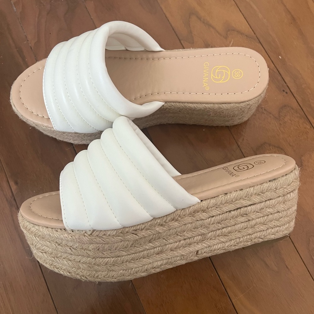 White Espadrille Platform Sandals